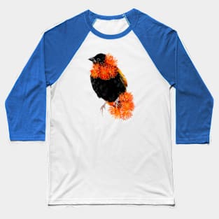 Red Bishop + Orange Gum Flower Baseball T-Shirt